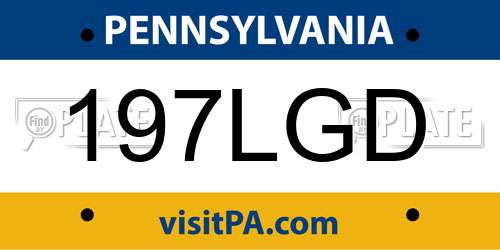197LGD Pennsylvania License Plate