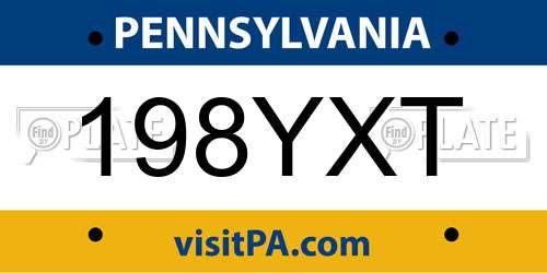 198YXT Pennsylvania License Plate