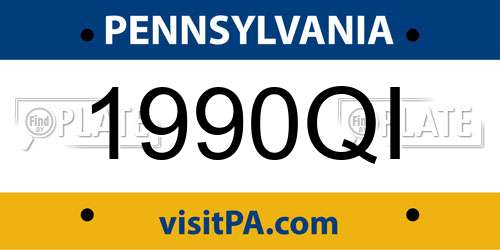 1990QI Pennsylvania License Plate