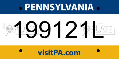 199121L Pennsylvania License Plate