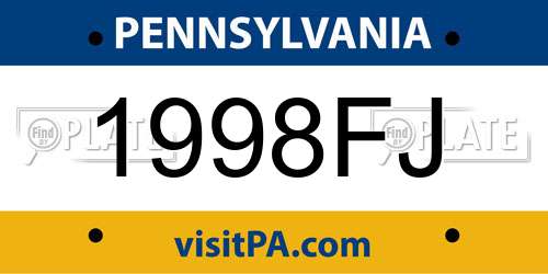 1998FJ Pennsylvania License Plate