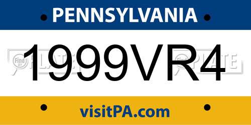 1999VR4 Pennsylvania License Plate