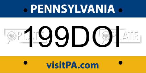 199DOI Pennsylvania License Plate