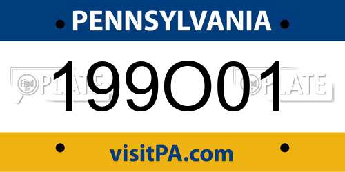 199O01 Pennsylvania License Plate