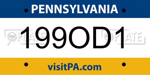 199OD1 Pennsylvania License Plate