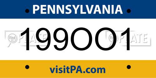 199OO1 Pennsylvania License Plate