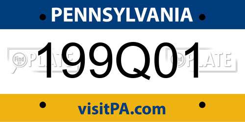 199Q01 Pennsylvania License Plate