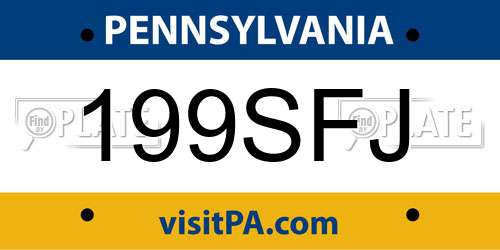 199SFJ Pennsylvania License Plate