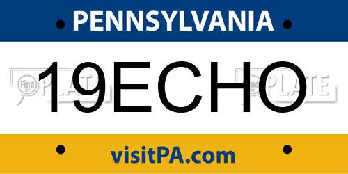 19ECHO Pennsylvania License Plate