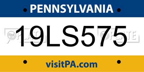 19LS575 Pennsylvania License Plate