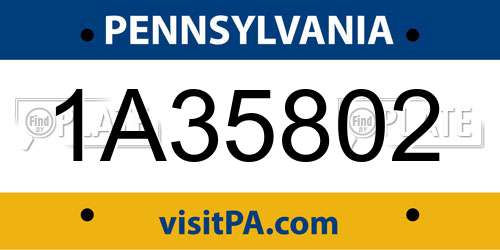 1A35802 Pennsylvania License Plate