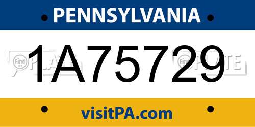 1A75729 Pennsylvania License Plate