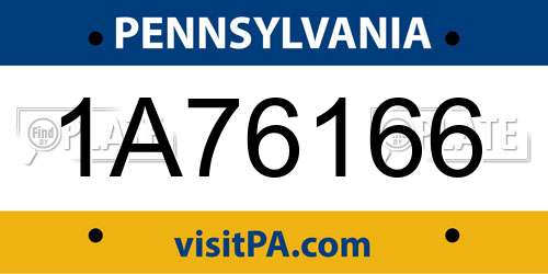 1A76166 Pennsylvania License Plate