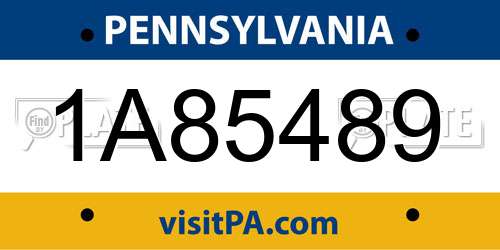 1A85489 Pennsylvania License Plate
