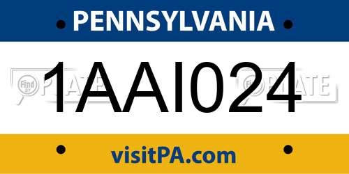 1AAI024 Pennsylvania License Plate