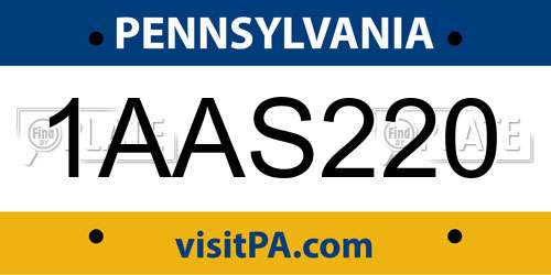 1AAS220 Pennsylvania License Plate