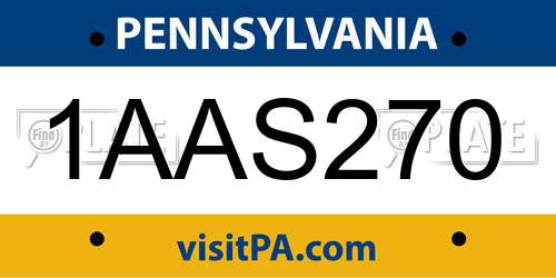 1AAS270 Pennsylvania License Plate