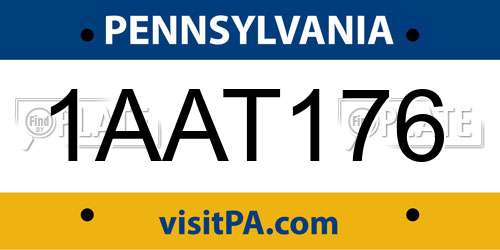1AAT176 Pennsylvania License Plate
