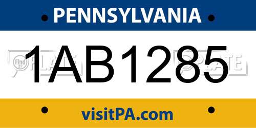 1AB1285 Pennsylvania License Plate