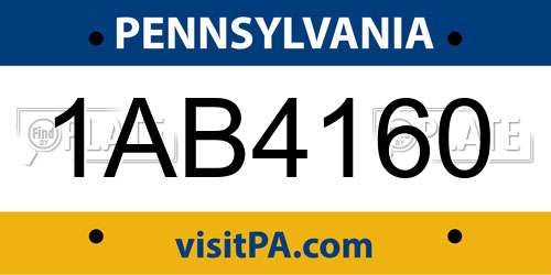 1AB4160 Pennsylvania License Plate