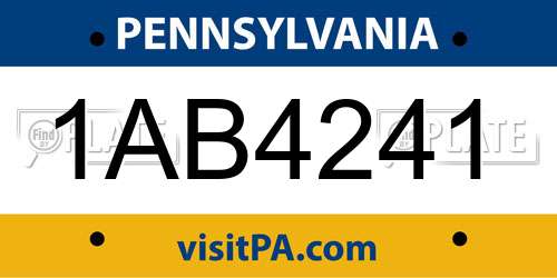 1AB4241 Pennsylvania License Plate