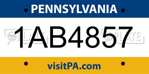 1AB4857 Pennsylvania License Plate