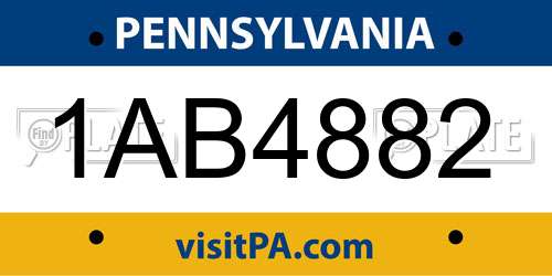 1AB4882 Pennsylvania License Plate