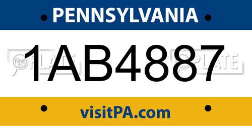 1AB4887 Pennsylvania License Plate