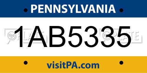 1AB5335 Pennsylvania License Plate
