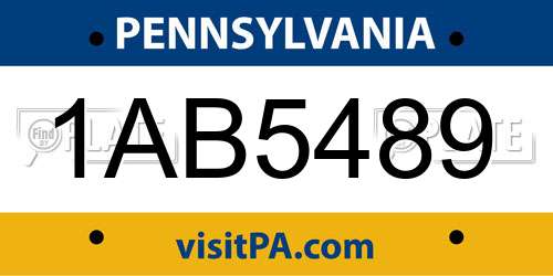 1AB5489 Pennsylvania License Plate