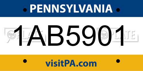 1AB5901 Pennsylvania License Plate