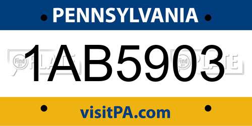 1AB5903 Pennsylvania License Plate