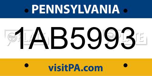 1AB5993 Pennsylvania License Plate