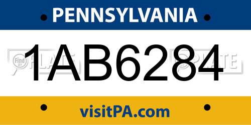 1AB6284 Pennsylvania License Plate