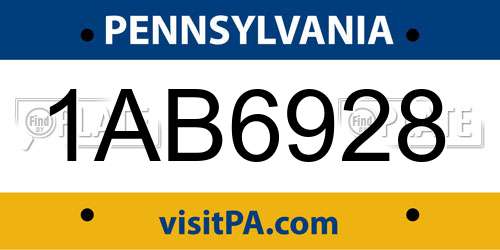 1AB6928 Pennsylvania License Plate
