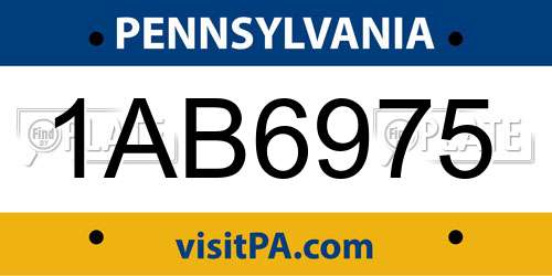 1AB6975 Pennsylvania License Plate