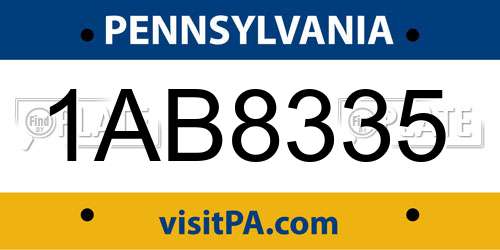 1AB8335 Pennsylvania License Plate
