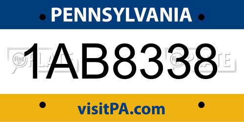 1AB8338 Pennsylvania License Plate