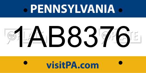 1AB8376 Pennsylvania License Plate