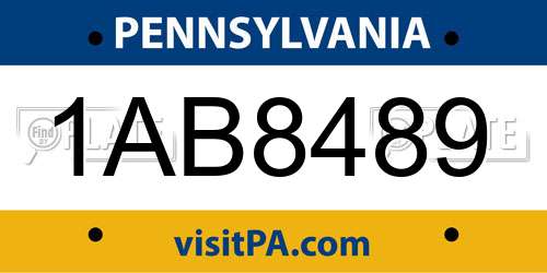 1AB8489 Pennsylvania License Plate