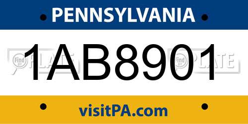 1AB8901 Pennsylvania License Plate