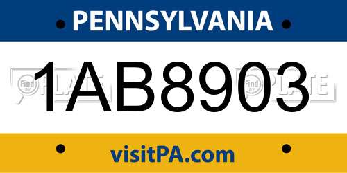 1AB8903 Pennsylvania License Plate