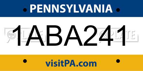 1ABA241 Pennsylvania License Plate