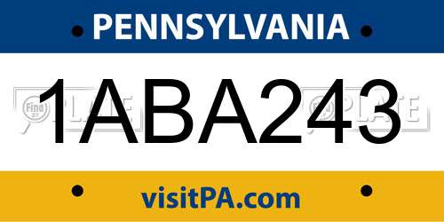 1ABA243 Pennsylvania License Plate