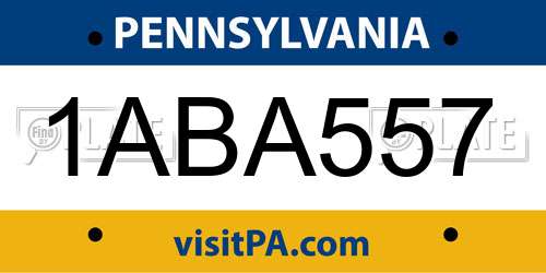1ABA557 Pennsylvania License Plate