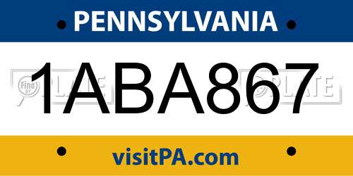 1ABA867 Pennsylvania License Plate