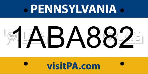 1ABA882 Pennsylvania License Plate