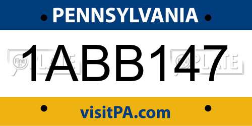 1ABB147 Pennsylvania License Plate
