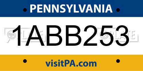 1ABB253 Pennsylvania License Plate