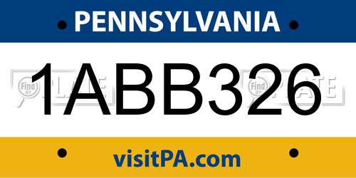 1ABB326 Pennsylvania License Plate
